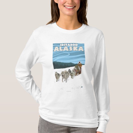 HundeSledding Szene - Iditarod, Alaska T-Shirt (Vorderseite)