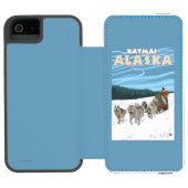 HundeSledding Szene - Katmai, Alaska Incipio iPhone Geldbeutel-Hülle (Folio Geöffnet)