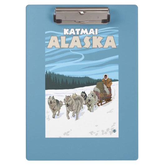 HundeSledding Szene - Katmai, Alaska Klemmbrett (Vorderseite)