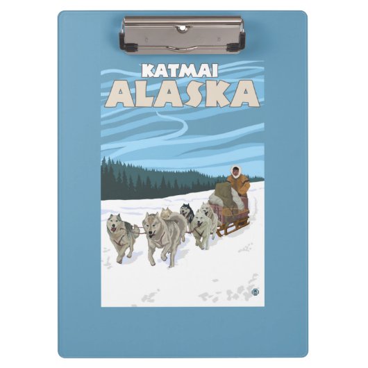 HundeSledding Szene - Katmai, Alaska Klemmbrett (Vorderseite)