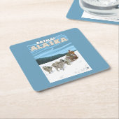 HundeSledding Szene - Katmai, Alaska Rechteckiger Pappuntersetzer (angewinkelt)