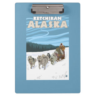 HundeSledding Szene - Ketchikan, Alaska Klemmbrett