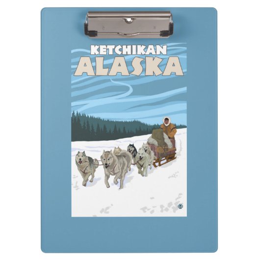 HundeSledding Szene - Ketchikan, Alaska Klemmbrett (Vorderseite)
