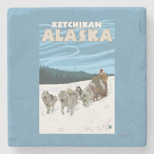 HundeSledding Szene - Ketchikan, Alaska Steinuntersetzer