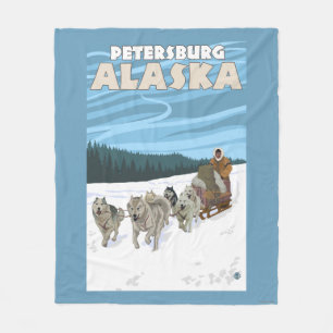 HundeSledding Szene - Petersburg, Alaska Fleecedecke
