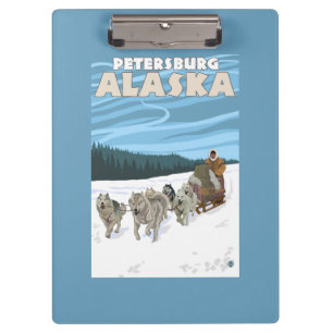 HundeSledding Szene - Petersburg, Alaska Klemmbrett