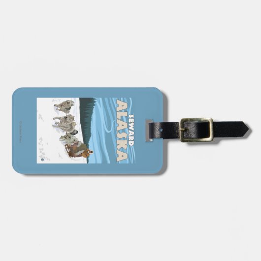 HundeSledding Szene - Seward, Alaska Gepäckanhänger (Vorderseite horizontal)