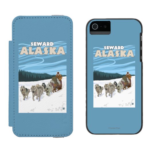 HundeSledding Szene - Seward, Alaska Incipio iPhone Geldbeutel-Hülle (Seite an Seite)