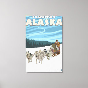HundeSledding Szene - Skagway, Alaska Leinwanddruck