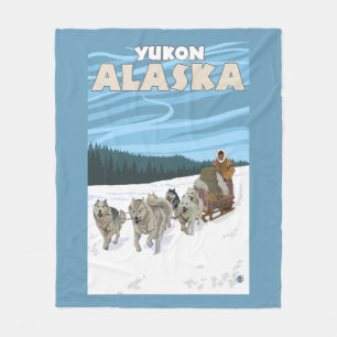 HundeSledding Szene - Yukon, Alaska Fleecedecke