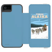 HundeSledding Szene - Yukon, Alaska Incipio iPhone Geldbeutel-Hülle (Folio Geöffnet)
