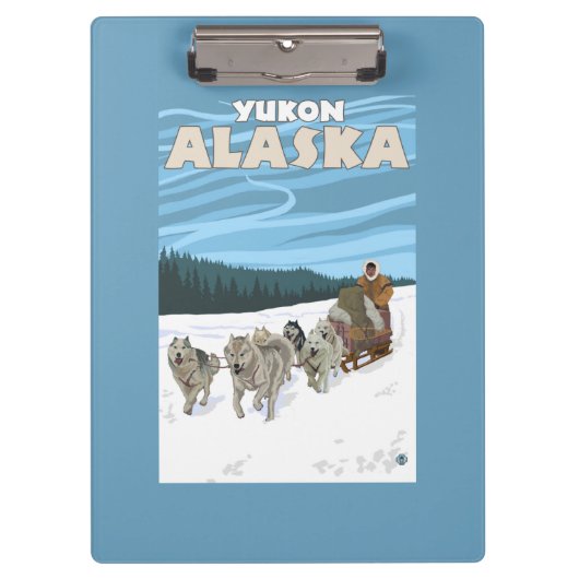HundeSledding Szene - Yukon, Alaska Klemmbrett (Vorderseite)