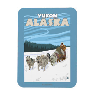 HundeSledding Szene - Yukon, Alaska Magnet