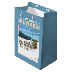 HundeSledding Szene - Yukon, Alaska Mittlere Geschenktüte