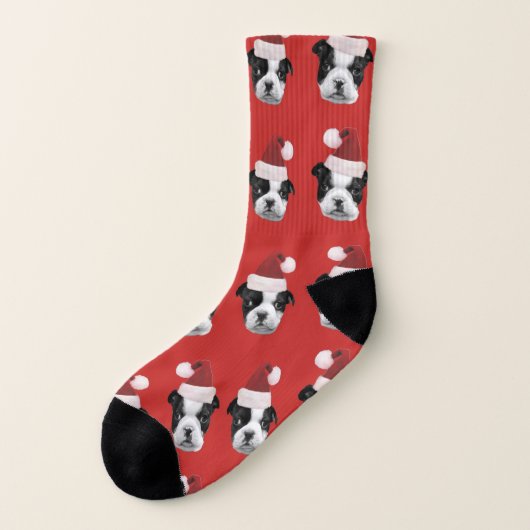 Hundesocken Weihnachtsbostons Terrier Socken (Links - Außen)