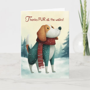 Hundespaziergang Weihnachts Dankeschön Beagle rote Karte