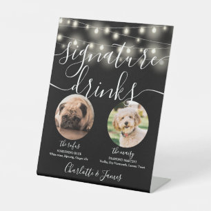 Hundespezifische Getränke Lichterkette Schwarz Wei Sockelschild