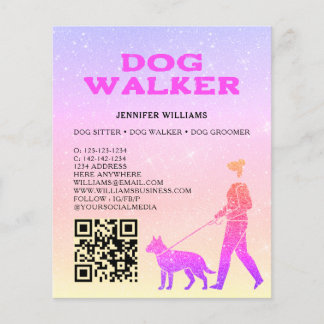 Hundesportler Pink Gold Glitter QR-Code Haustierdi Flyer