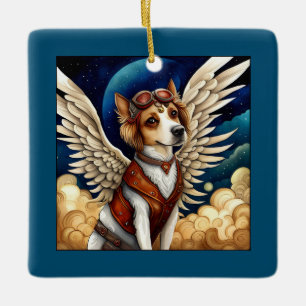 Hundesteampunk-Flügel Keramikornament