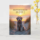 Hundestrand Muttertag Szene Karte (Gelbe Blume)