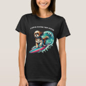 Hundesurfen mit Surfbrett Riding a Big Wave URM T-Shirt (Vorderseite)