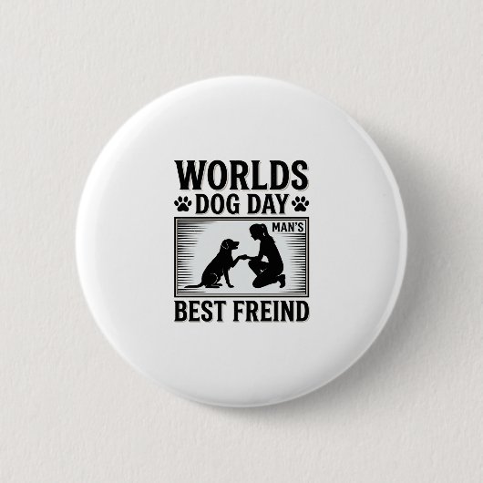 Hundetag Manns Bester Freund Vintage Button (Vorderseite)