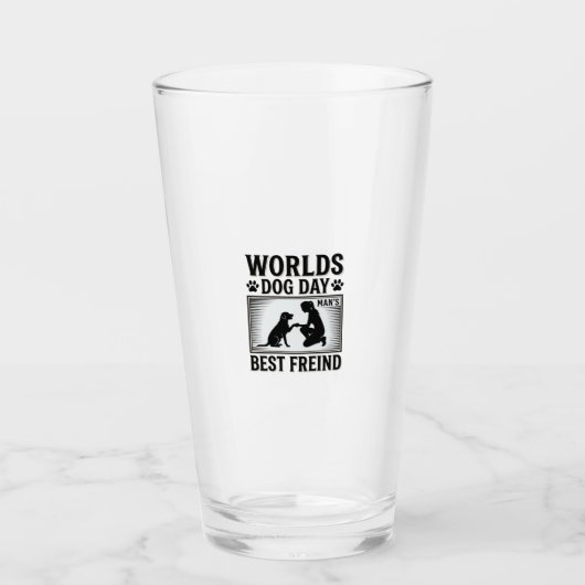 Hundetag Manns Bester Freund Vintage Glas (Vorderseite)