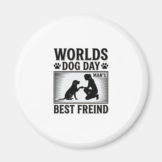 Hundetag Manns Bester Freund Vintage Magnet (Vorne)