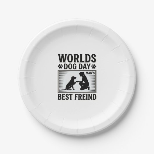 Hundetag Manns Bester Freund Vintage Pappteller (Vorderseite)