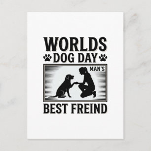 Hundetag Manns Bester Freund Vintage Postkarte