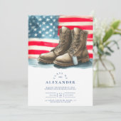 Hundetags und Kampfstiefel Militärischer Abschluss Einladung (Stehend Vorderseite)