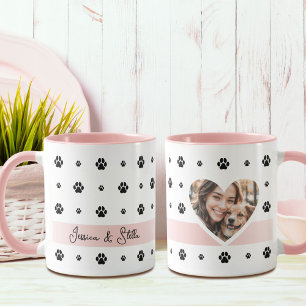 Hundetappen-Rosa-Foto-und-Text-Tasse Tasse