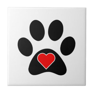 Hundetatzen-Druck-Herz Fliese