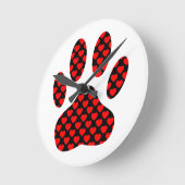 Hundetatzen-Druck mit Herzen Runde Wanduhr (Winkel)