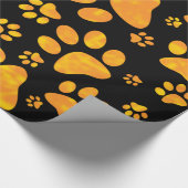 Hundetatzen-Druck-Muster-orange Gelb Geschenkpapier (Ecke)