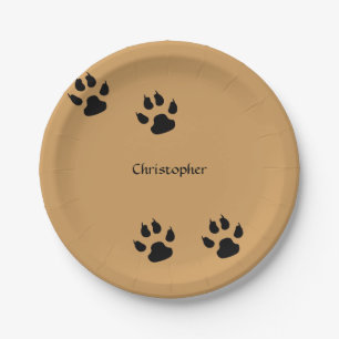 Hundetatzen-Drucke (Änderungshintergrund) Pappteller