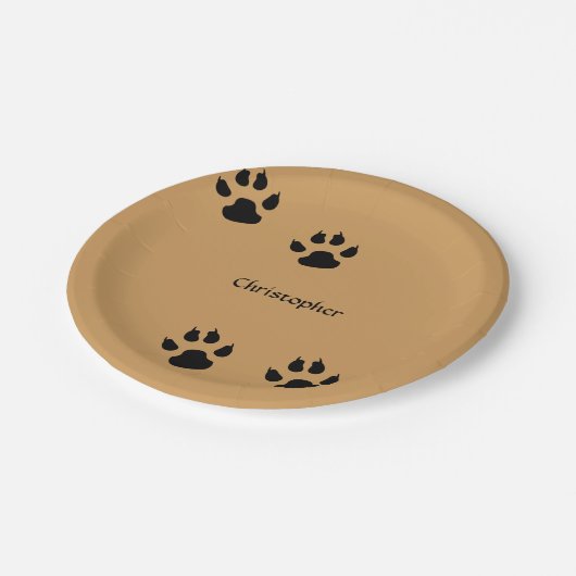 Hundetatzen-Drucke (Änderungshintergrund) Pappteller (Schrägansicht)