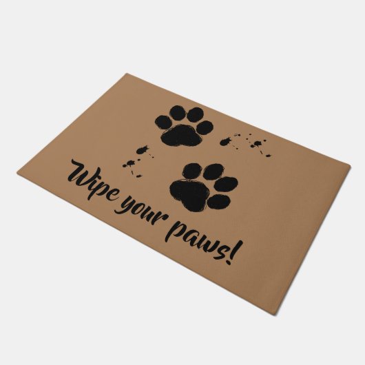 Hundetatzen-Drucke: Wischen Sie Ihre Tatzen ab! Fußmatte (Schrägansicht)
