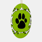 Hundetatzen und Hundeknochen Keramik Ornament (Rechts)