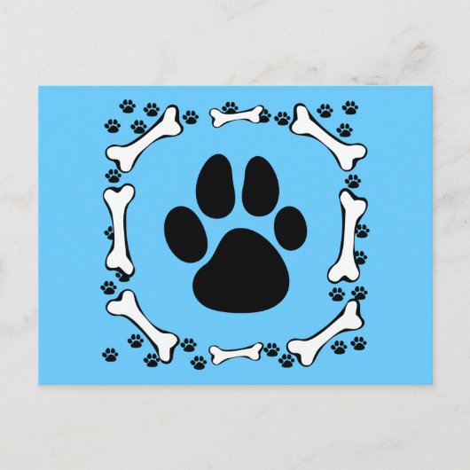 Hundetatzen und Hundeknochen Postkarte (Vorderseite)