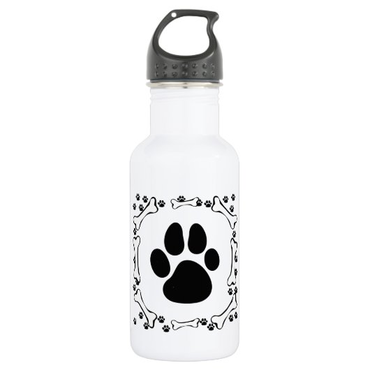 Hundetatzen und Hundeknochen Trinkflasche (Vorderseite)