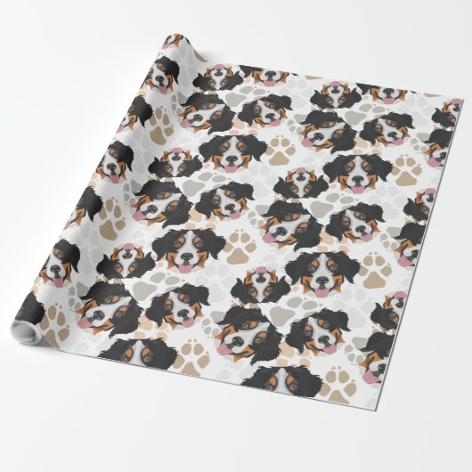 Hundetatzenmuster Bernese Gebirgshund Geschenkpapier (Ungerollt)