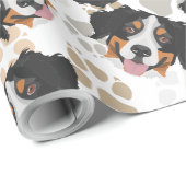 Hundetatzenmuster Bernese Gebirgshund Geschenkpapier (Rolleneckpunkt)