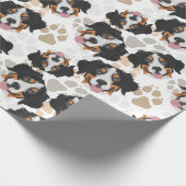 Hundetatzenmuster Bernese Gebirgshund Geschenkpapier (Ecke)