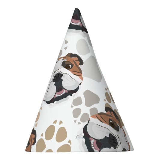 Hundetatzenmuster Englisch-Bulldogge Partyhütchen (Rechts)