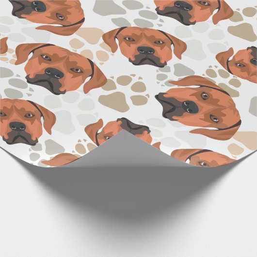 Hundetatzenmuster Rhodesian Ridgeback Geschenkpapier (Ecke)