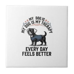 Hundetherapie-Shirt Vintage graviertes Hunde-Liebh Fliese