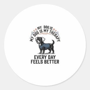 Hundetherapie-Shirt Vintage graviertes Hunde-Liebh Runder Aufkleber