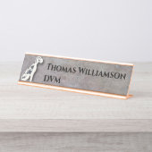Hundetierarzt-Büro mit Monogramm Schreibtischnamensplakette (Vorderseite )