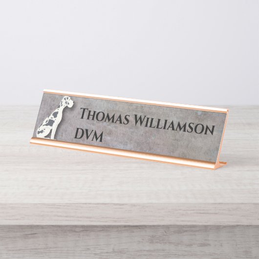 Hundetierarzt-Büro mit Monogramm Schreibtischnamensplakette (Vorderseite )